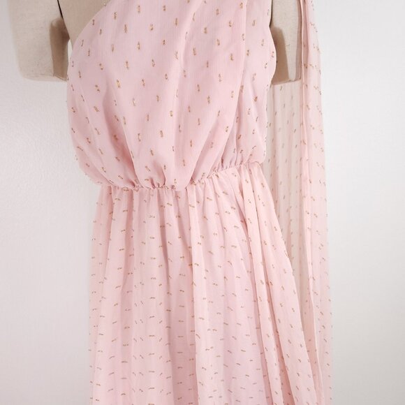 Michael Costello x Revolve Vella Gown Medium Draped Shoulder Overlay Chiffon - Picture 11 of 16